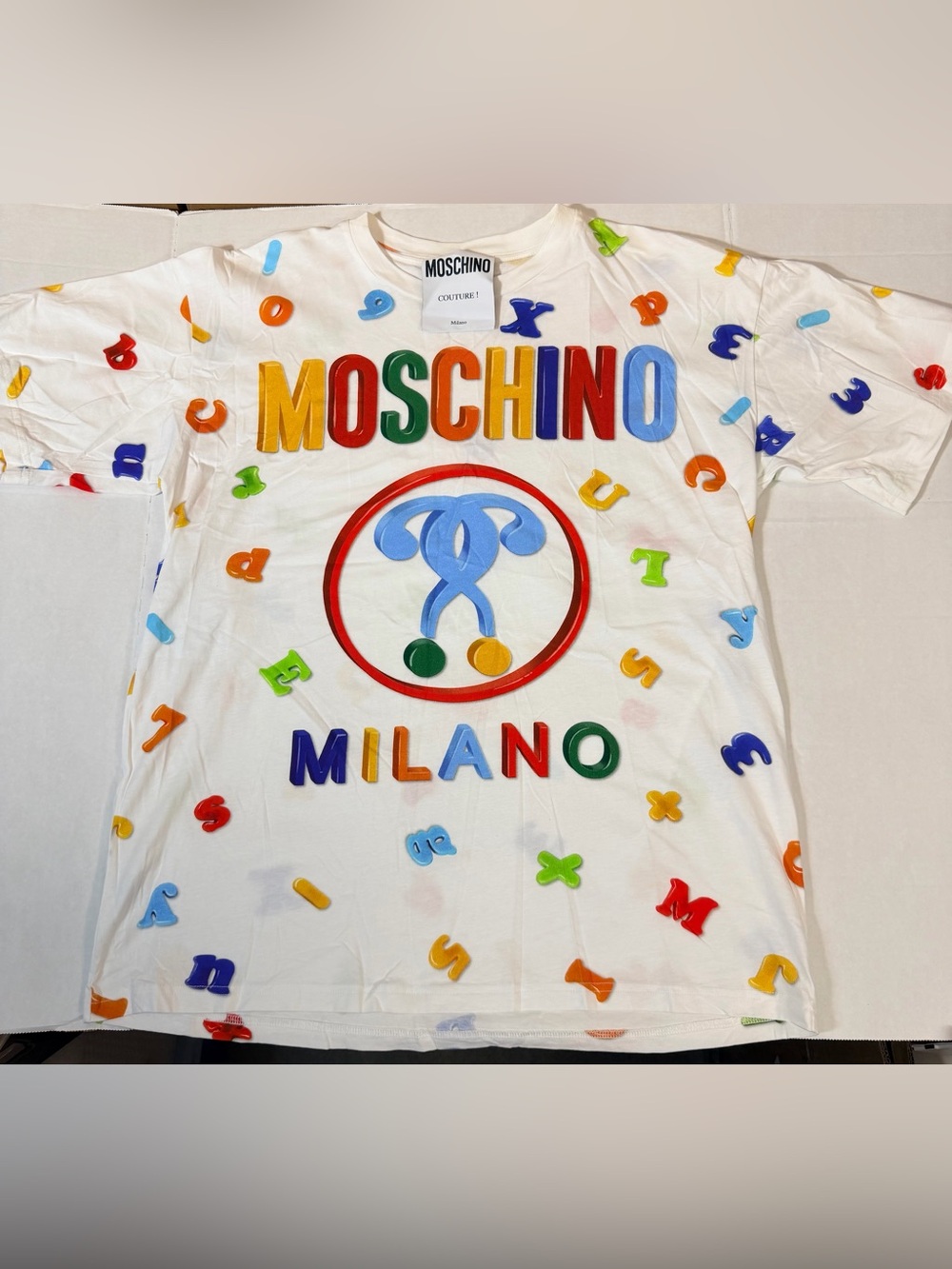 Moschino Couture Milano Multicolor Alphabet Print Women T-Shirt Tee